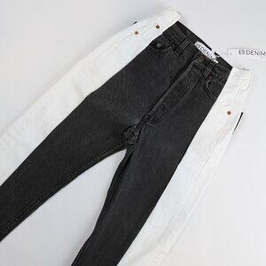 EB DENIM Black & Whites Upcycled Levi Straight Leg Jeans - Size 22/XXS - NWT
